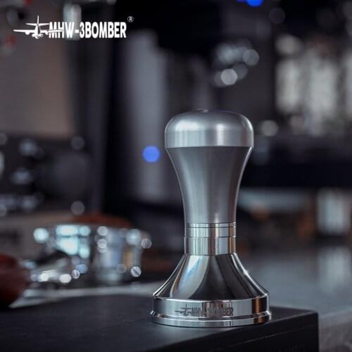 MHW-3BOMBER Coffee Tamper 58.35mm Stainless Steel Flat Bottom Adjustable Height Barista Tools Accessories Reusable Breville
