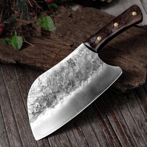 Traditional Handmade Hammer Patterned Kitchen Slicing Knife Hammer Longquan Stainless Steel Meat Melon Vegetable Cutter Knives