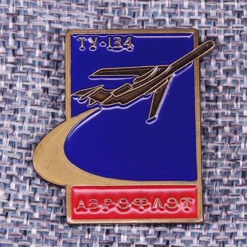 Vintage Aeroflot enamel pin aircraft TY 134 Soviet plane collectible badge CCCP USSR aviation brooch