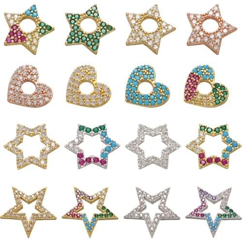 ZHUKOU Multi-style CZ crystal heart star earrings charms lovely Pendant for DIY jewelry making handmade Supplies wholesale VD732