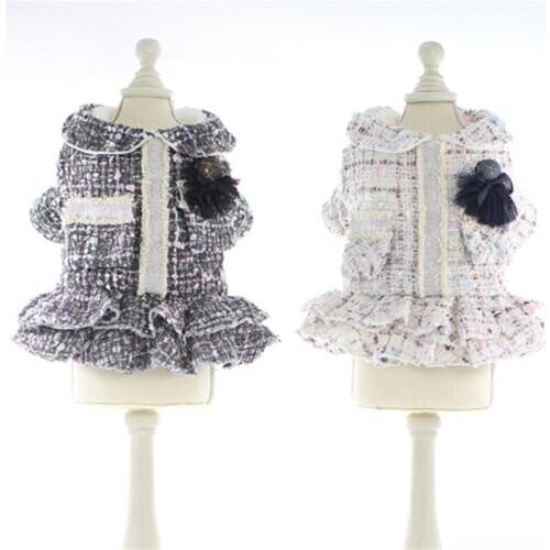 Winter Dogs Pets Clothing Fashion Dog Dress Princess Skirt Warm Dog Coat Outfit Puppy Costume Yorkshire Pomeranian Clothes XS