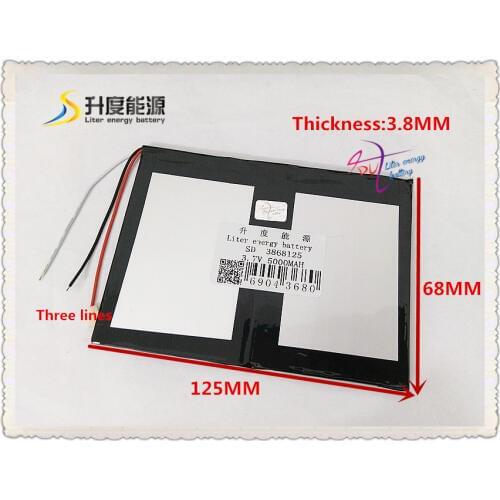 3.7V 5000mAH 3868125 Polymer lithium ion / Li-ion battery for tablet pc MOBILE BANK POWER BANK MP4