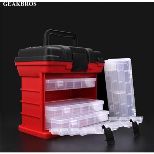 4 Layer Fishing Tackle Box Fishing Bait Lure Storage Fish Gear Container Box PP+ABS Plastic Handle Fish Hooks Fishing Lines Case