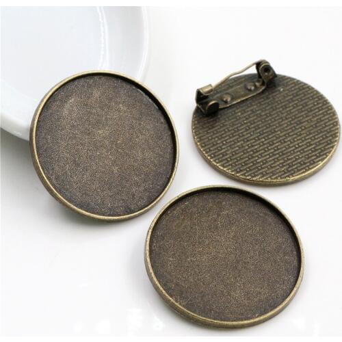5pcs 30mm Inner Size Antique Bronze Brooch Cabochon Base Setting (B5-01)