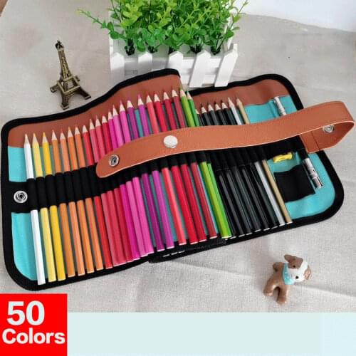 50 Color Pencil Roller Blind Set Oil Painting Pencil Art Set Painting Water-soluble Art Supplies School Supplies Watercolor