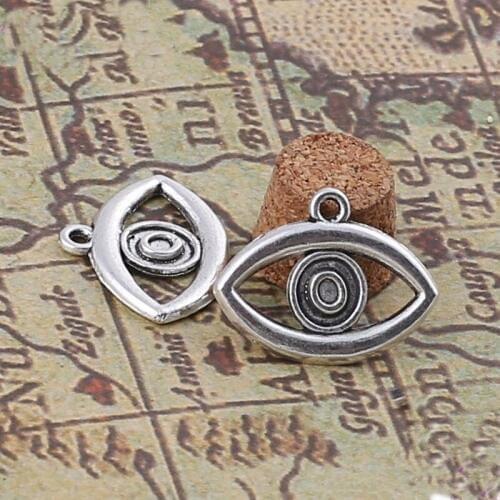 50 PCS/Lot 21mm*16mm jewelry handmade antique silver plated religious evil eyes charms pendant