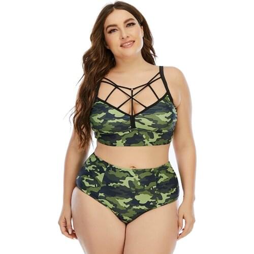 Bikini 2021 Plus Size 2 Pieces Sets Luxury Two Piece Designer Swimsuit Bathing Suit Swimwear Army Green Swimming Suit for Women