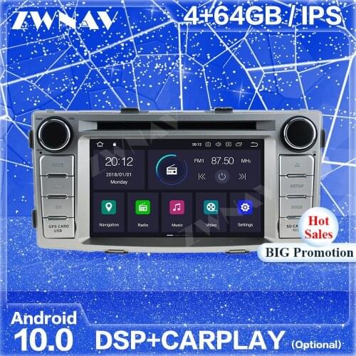Carplay IPS DSP Android 10.0 Screen For Toyota Hilux Fortuner 2012 2013 2014 Auto Audio Radio Stereo Multimedia Player Head Unit