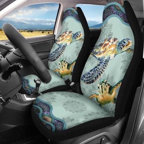 INSTANTARTS Sea Turtles Fashion Design Elastic Car Interior Seats Protector Waterproof Front Seat Covers Car Vehicle Seat Covers