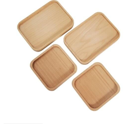 Simplicity Wood Food Serving Plate Kitchen Tea Cup Trays Fruit Plate Storage Pallet Home Table Snacks Food Storage Box