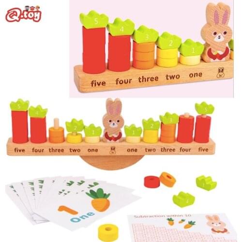 Kids Math Toys Cartoon Cutely Wooden Rabbit Balance Toy DIY Assembly Carrot Balance Game Toys for Children balance toy Christmas