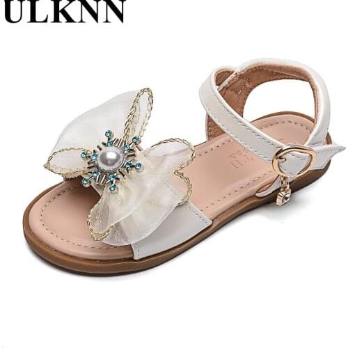 ULKNN Childrens Bowknot Sandal Girls Sandals 2021 New Summer Princess Beach Shoes Flat Cuhk Kids Rome Shoes Flats Pupil Shoe