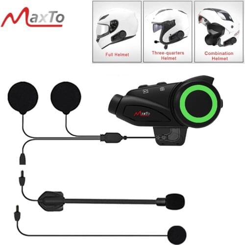 Waterproof 6 Riders Motorcycle Bluetooth WIFI Video Recorder Universal Pairing for Full/Half Face Helmet Intercom DVR Maxto M3