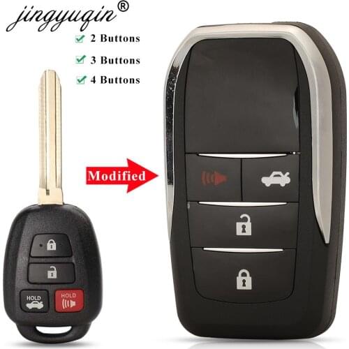 Jingyuqin Modified 2/3/4 BT Remote Flip Car Key Shell For Toyota CAMRY Corolla YARIS Vios Prado TOY43 Blade Fob Case Replacement