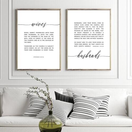 Canvas Painting Ephesians Wives And Husbands Bible Verse Definition Quote Posters Prints Bedroom Wall Art Home Decor No Frame