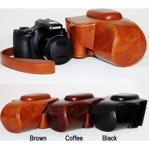 Leather Hard Camera protect case bag Grip strap for Canon PowerShot SX60 HS