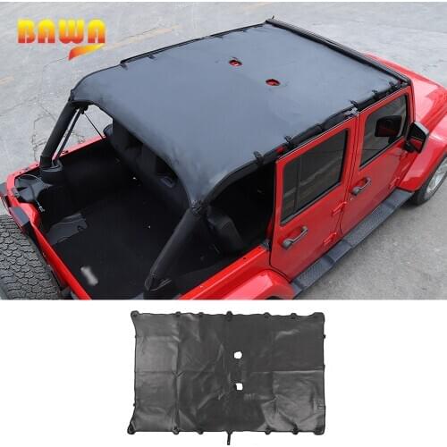 BAWA Soft Leather Sunshade Top Full Length Cover Accessories for Jeep Wrangler 2007-2018 JK JKU 4 Door Black