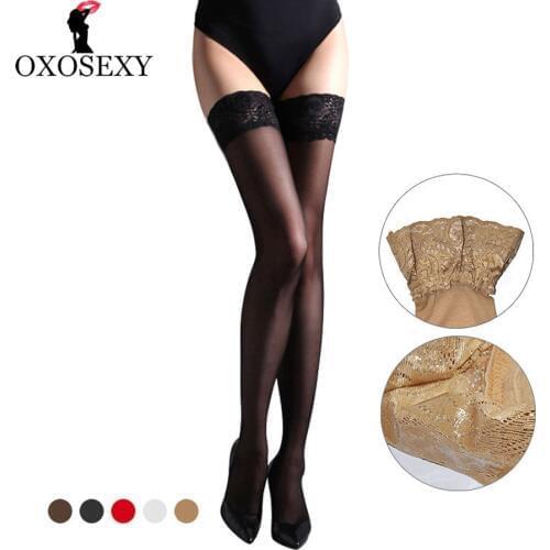 Red black skin non-slip Silicone Stocking Thigh High Sexy Women Stockings long High sexy Stockings Leggings women wide lace 353