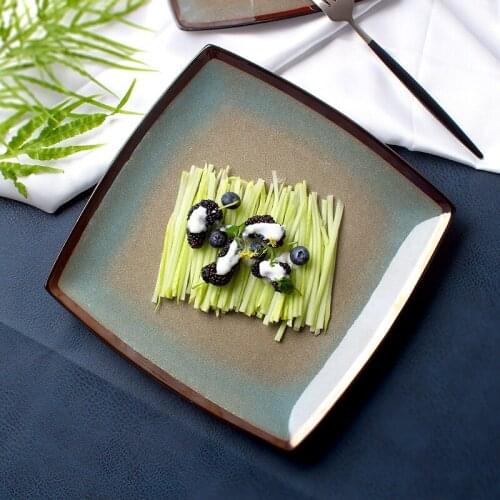 Square Steak Plate Western Food Pasta Plate Fruit Salad Plate Pastry Plate Home Dish Plate Creative Ceramic Plate