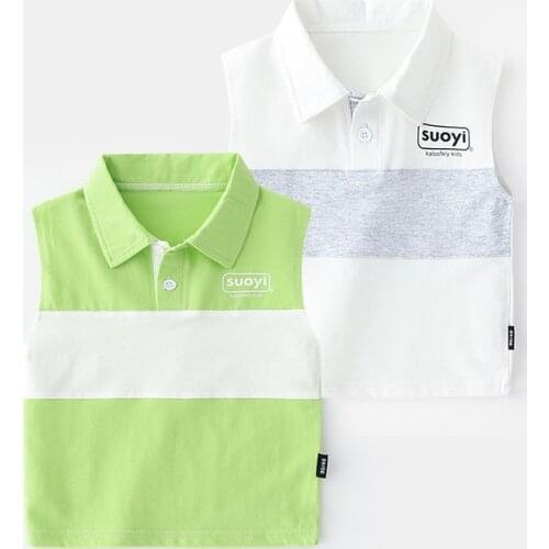 Summer Baby Polo Shirt Sleeveless Tops Polo Shirt For Boy Patchwork Vest Polo Shirt For Boys 2-7year