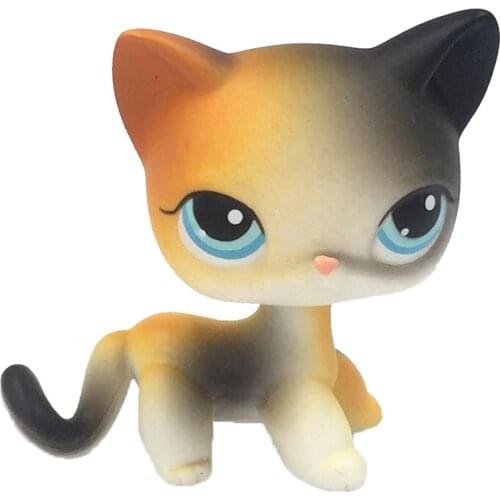 LPS CAT Real rare pet shop toys short hair cat #106 orange & black standing old original animal kitten child toys gift