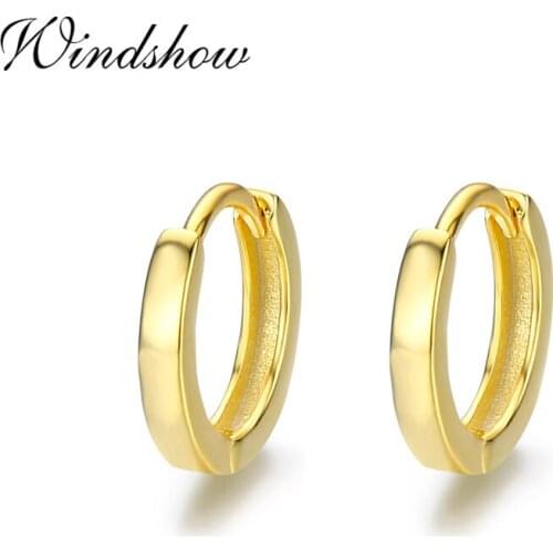 Cute 925 Sterling Silver Gold Color Loop Huggies Circle Small Hoop Earrings For Womens Mens Child Girls Kids Jewelry Aros Aretes