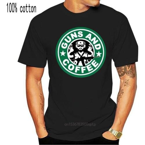 Guns and Coffee logo pistol rifle AR-15 charcoal tee mens shirt choose A size