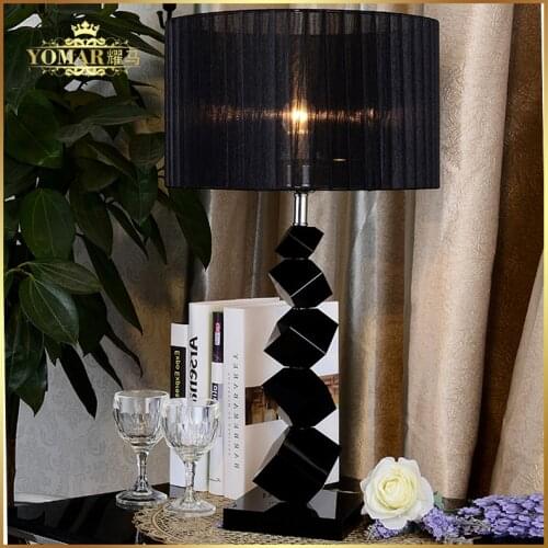 35X64CM Black Crystal Table Lamp For Bedroom Bedside Black American Simple Modern Cozy and Romantic European Style Lamp