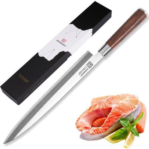 KEEMAKE Chef Knife Japanese VG10 2-Layer Stainless Steel Blade Razor Sharp 10.5" inch Sashimi Slicing Cutter Filleting Knife