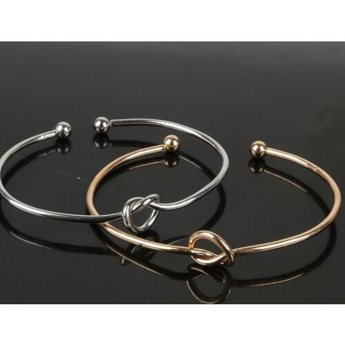 Wholesale 2pcs Fashion Knot Cuff Stainless Steel Couple Bracelet Manchette Bracelets Bangles For Women Men Charm Heart Jewelry