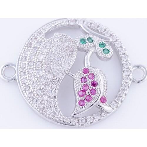 5 pieces Micro Pave Zircon Tulip Flower Charms Pendants For Bracelet & Necklace Elegant Copper CZ Plant Charms Bijoux Berloques