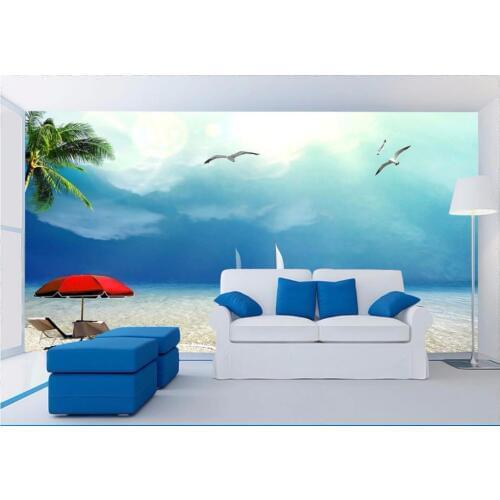 Custom 3d photo wallpaper 3d wall murals wallpaper Beach scenery murals TV backdrop wallpaper living room wallpaper decoration