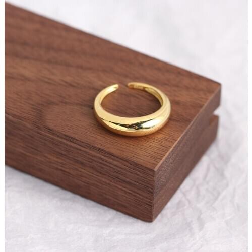 S925 Silver Moon Open Ring Gold Color Fashion Jewelry Women Gift Korea Style