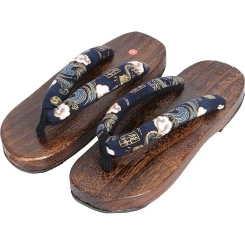 Clog slippers Japanese style wooden shoes indoor slippers comfortable paulownia wood round head wooden Sandals shoes