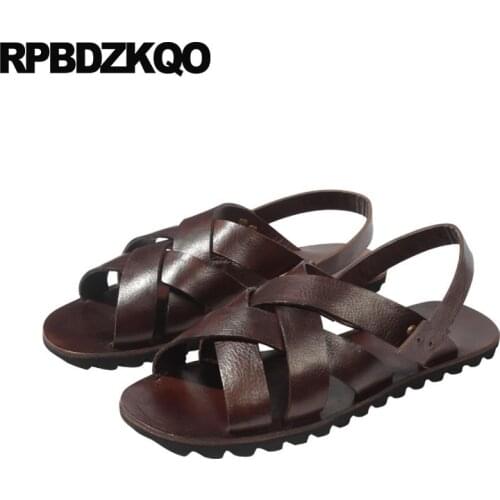 Soft Slides Native High Quality Slippers Strap Japanese Brown Shoes Genuine Leather Men Gladiator Sandals Summer Designer Roman
