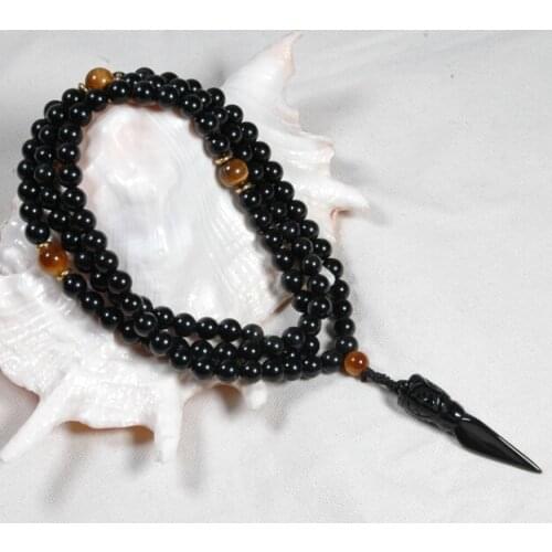 Tibetan Mala Natural Rain Bow Obsiddian 108 Beads Mala Tibetan Buddhist Prayer Mala