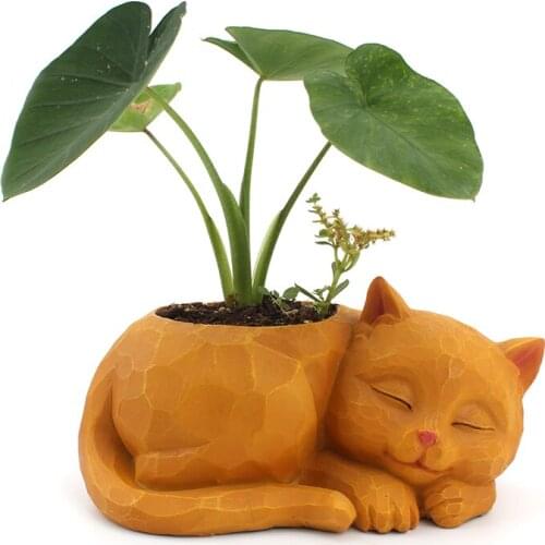 Creative Cute Cat Model Flower Pot Desktop Succulent Flower Pot Decoration Home Garden Plants Potted Ceramic Flowerpots Ornament