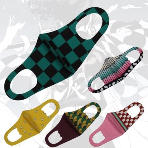 Japanese Hot Anime Demon Slayer Cosplay Fashion Masks Kamado TanjirouTeens Cotton Half Face Keep Warm Windproof Breathable Masks