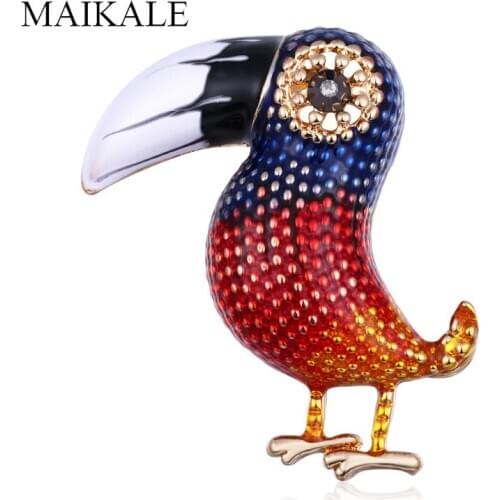 MAIKALE Vintage Enamel Bird Brooch Pins Toucan Brooches for Women Corsage Shirt Suit Kids Bag Accessories Animal Broche Gifts