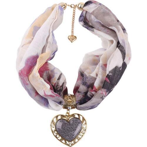 2021 women fashion jewelry choker scarf Ethnic style pendant necklace scarfs female neck scarf foulard femme print neckerchief