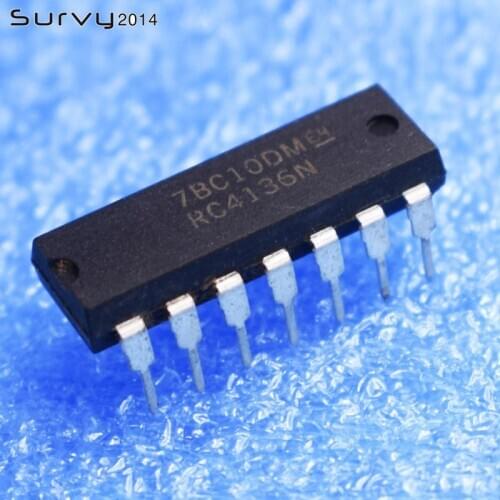 1/5 RC4136N DIP-14 QUAD GENERAL Use IC Operational Amplifier Electronics Electronics Compatibility Board diy electronics