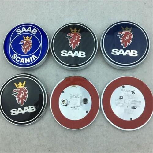 1PC 68mm Car Badges For SAAB Front Or Tailgate Modified Hood Emblem Decal Accessories Sticker 12785870 12785871