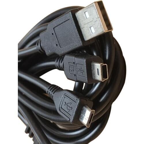 100pcs 3.5M 2 in 1 USB Charging Cable Gaming usb Charger for ps3 For PS4 handle wireless game controller