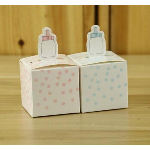 100pcs Baby Bottle Candy Box Kraft Cardboard Birthday Gift Boxes For Kids Bakery Box Souvenir Party Favors Supplies Boite Cadeau
