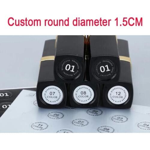 100PCS1.5-2.5 cm lipstick sticker silver black custom text logo custom LOGO personalized label sticker gift sticker