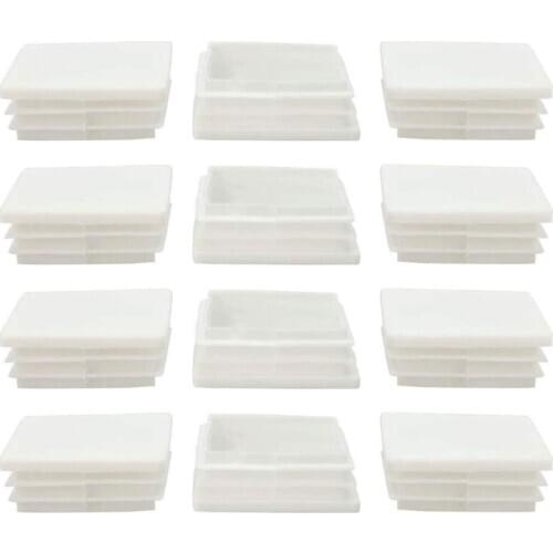 12pcs Plastic Square Ribbed Tube Inserts End Cover Cap Furniture Desk Sofa Feet Floor Protector
