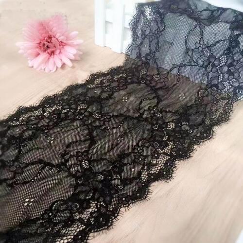 2Meters/lot 19cm wide black stretch eyelashes openwork lace home clothes skirt hem decorative accessories SC506