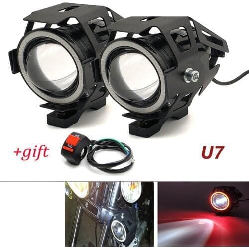 2Pcs Motorcycle Headlights Front Spotlight 12V U7 LED Light Fog Lamp For Suzuki gs 500e gsx 250 600 1400 650f gsxs 750 1000
