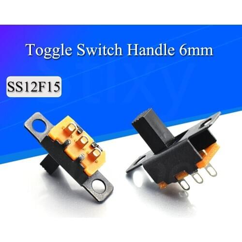 20pcs 50V 0.5A Mini Size Black SPDT Slide Switch for DIY Power Electronic Projects SS12F15 ON-OFF Toggle Switch Handle 6mm