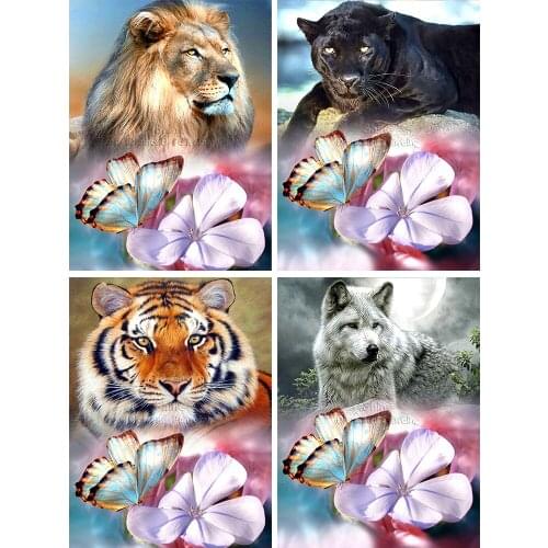 Diamond Painting Animals Flowers Tiger Cartoon 5D DIY Full Square Round Embroidery Mosaic Set Cross Stitch Home Decor Art Gift